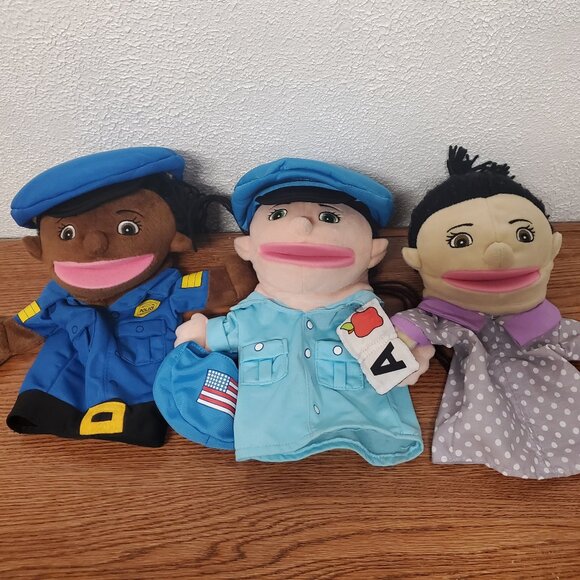 Plush Cloth Pretend Play 10" Hand Pupppets - Lot of 3 - Picture 1 of 10